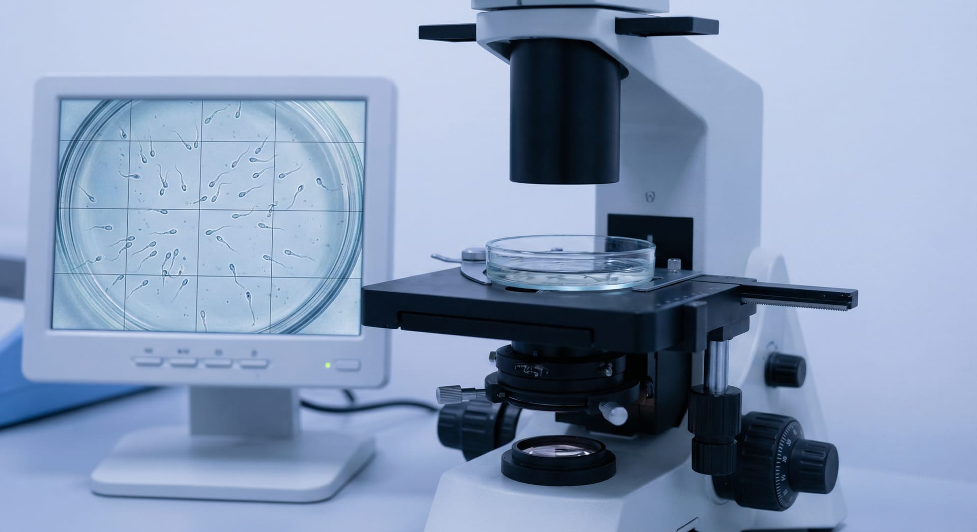Sperm analysis under a microscope